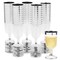 50 Pack 7 Oz Clear Plastic Wine Glasses for Parties, Silver Rimmed Goblet Cups with Stems for Weddings